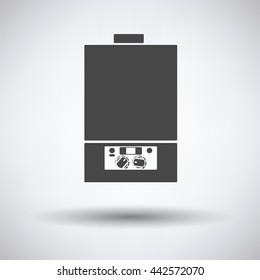 Gas boiler icon on gray background, round shadow. Vector illustration.