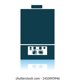 Icono de la caldera de gas. Diseño de reflexión de sombra. Ilustración vectorial.