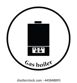 Gas boiler icon. Thin circle design. Vector illustration.