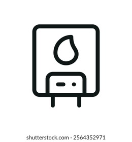 Gas boiler isolated icon, gas heater with flame vector symbol with editable stroke