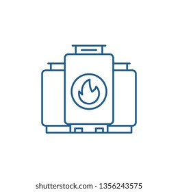Gas boiler line icon concept. Gas boiler flat  vector symbol, sign, outline illustration.