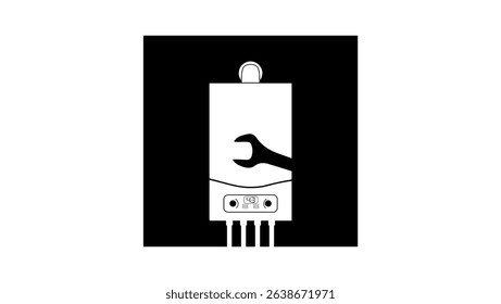 gas boiler repair, black isolated silhouette