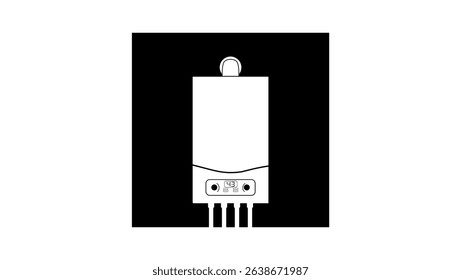 gas boiler symbol, black isolated silhouette
