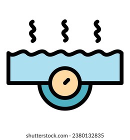 Gas boiler system icon outline vector. Home water. Hot energy color flat
