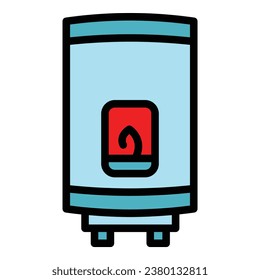 Gas boiler temperature icon outline vector. Home heater. Energy system color flat