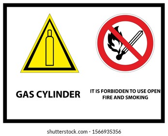 Gas bottle. Do not use open flames or smoke. Vector illustration.