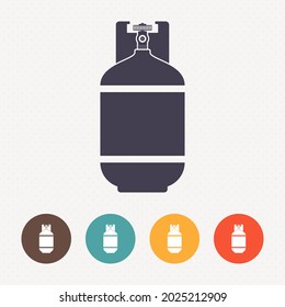 Icono de botella de gas en fondo de patrón de punto