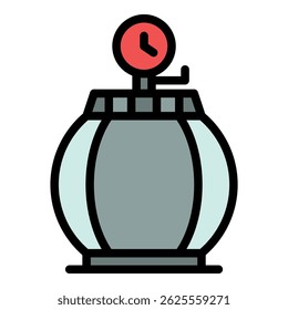 Gas bottle with pressure gauge icon. Outline gas bottle with pressure gauge vector icon color flat isolated