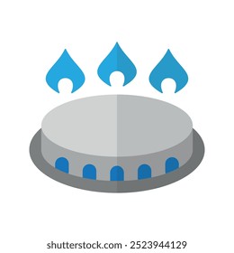 Clipart de Vector dibujado a mano de icono plano de color de quemador de gas