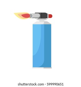 Gas burner with flame. 3d flat vector illustration