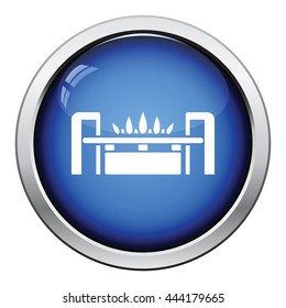 Gas burner icon. Glossy button design. Vector illustration.