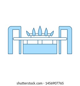 Gas Burner Icon. Thin Line With Blue Fill Design. Vector Illustration.