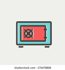 Gas burner icon thin line for web and mobile, modern minimalistic flat design. Vector icon with dark grey outline and offset colour on light grey background.