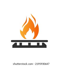 Gas burner icon from which fire is coming. Vector illustration