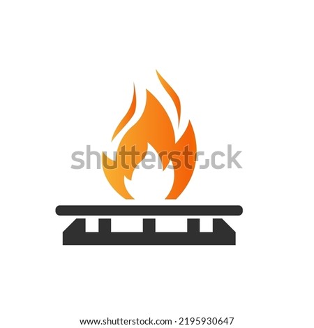 Gas burner icon from which fire is coming. Vector illustration