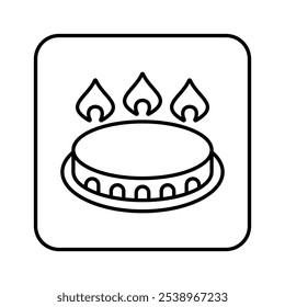 Gas burner line icon editable stroke stove flame vector sign