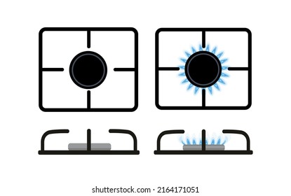 Gas burner vector icons on white background. 