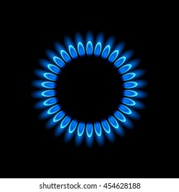 Gas Burners, Blue Flame, Vector Background