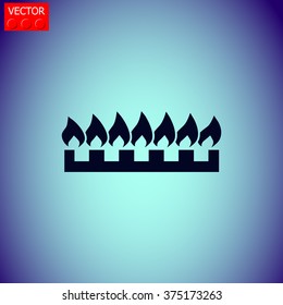 Gas burners with flame vector icon. 