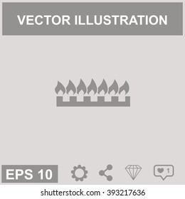 Gas burners with flame vector icon. 