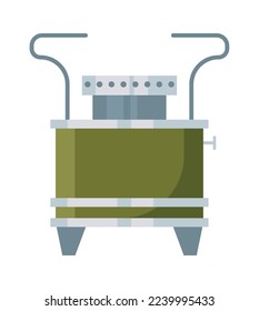 Gas camp burner flat icon Backpacking stoves and grills. Vector illustration