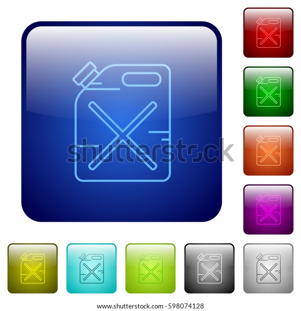 Gas\
can icons in rounded square color glossy button\
set