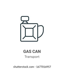 Gas can outline vector icon. Thin line black gas can icon, flat vector simple element illustration from editable transport concept isolated stroke on white background