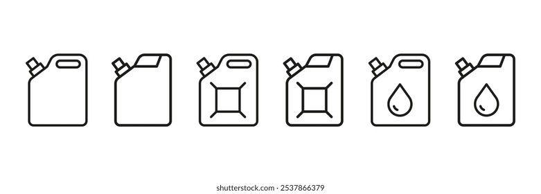 Gas canister icon vector set. Containing fuel, oil canister symbol
