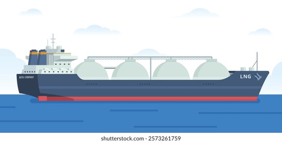 Gas Carrier Ship LNG Vector Illustration. Fully Editable Element. Easy to Edit and Customize