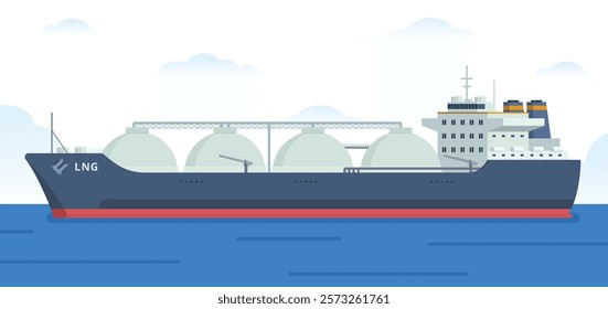 Gas Carrier Ship LNG Vector Illustration. Fully Editable Element. Easy to Edit and Customize