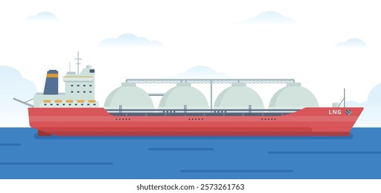 Gas Carrier Ship LNG Vector Illustration. Fully Editable Element. Easy to Edit and Customize