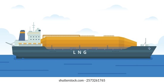 Gas Carrier Ship LNG Vector Illustration. Fully Editable Element. Easy to Edit and Customize