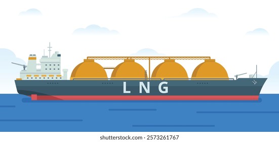 Gas Carrier Ship LNG Vector Illustration. Fully Editable Element. Easy to Edit and Customize