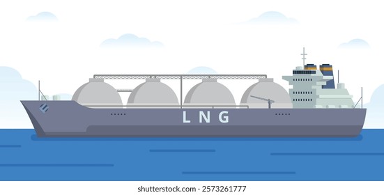 Gas Carrier Ship LNG Vector Illustration. Fully Editable Element. Easy to Edit and Customize