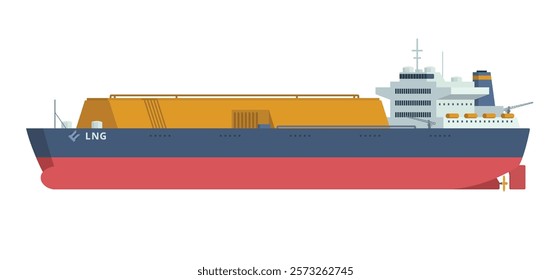 Gas Carrier Ship LNG Vector Illustration. Fully Editable Element. Object Isolated on White Background. Easy to Edit and Customize