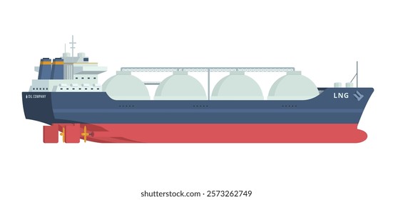 Gas Carrier Ship LNG Vector Illustration. Fully Editable Element. Object Isolated on White Background. Easy to Edit and Customize