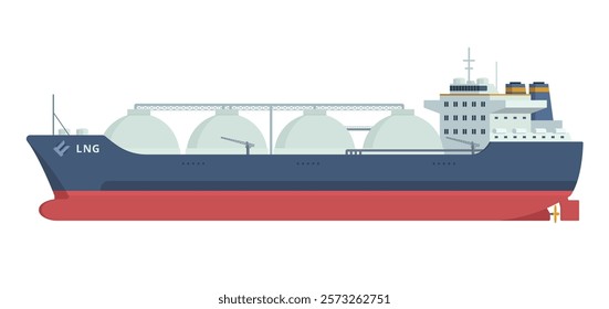 Gas Carrier Ship LNG Vector Illustration. Fully Editable Element. Object Isolated on White Background. Easy to Edit and Customize