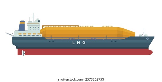 Gas Carrier Ship LNG Vector Illustration. Fully Editable Element. Object Isolated on White Background. Easy to Edit and Customize