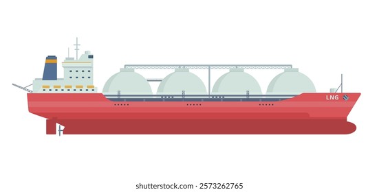 Gas Carrier Ship LNG Vector Illustration. Fully Editable Element. Object Isolated on White Background. Easy to Edit and Customize