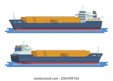 Gas Carrier Ship LNG Vector Illustration. Fully Editable Element. Object Isolated on White Background.