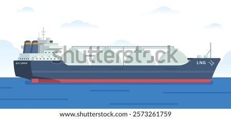 Gas Carrier Ship LNG Vector Illustration. Fully Editable Element. Easy to Edit and Customize