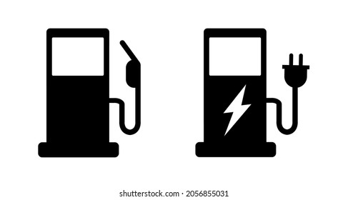 Gas and charging station isolated vector icon set