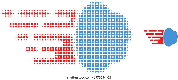Gas cloud halftone dot icon illustration. Halftone array contains round dots. Vector illustration of gas cloud icon on a white background. Flat abstraction for gas cloud symbol.