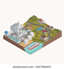 Gas combine cycle power plant, the natural gas energy, natural gas seperaion plant with isometric graphic