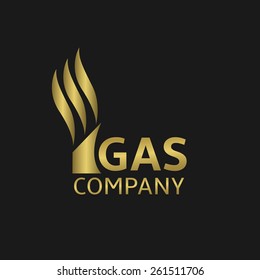 Gas Company Golden Logo On The Black Background. Vector Illustration.