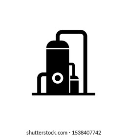 Gas Compressor Station Silhouette Icon. Clipart Image Isolated On White Background