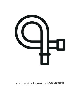 Gas connection pipe isolated icon, bellows gas hose connector vector symbol with editable stroke