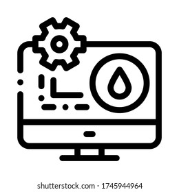 gas consumption settings via computer icon vector. gas consumption settings via computer sign. isolated contour symbol illustration