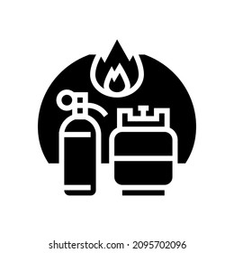 vector de icono de glifo contenedor de gas. signo de contenedor de gas. símbolo de contorno aislado ilustración negra