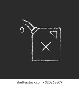 Gas container hand drawn in chalk on a blackboard vector white icon isolated on a black background.